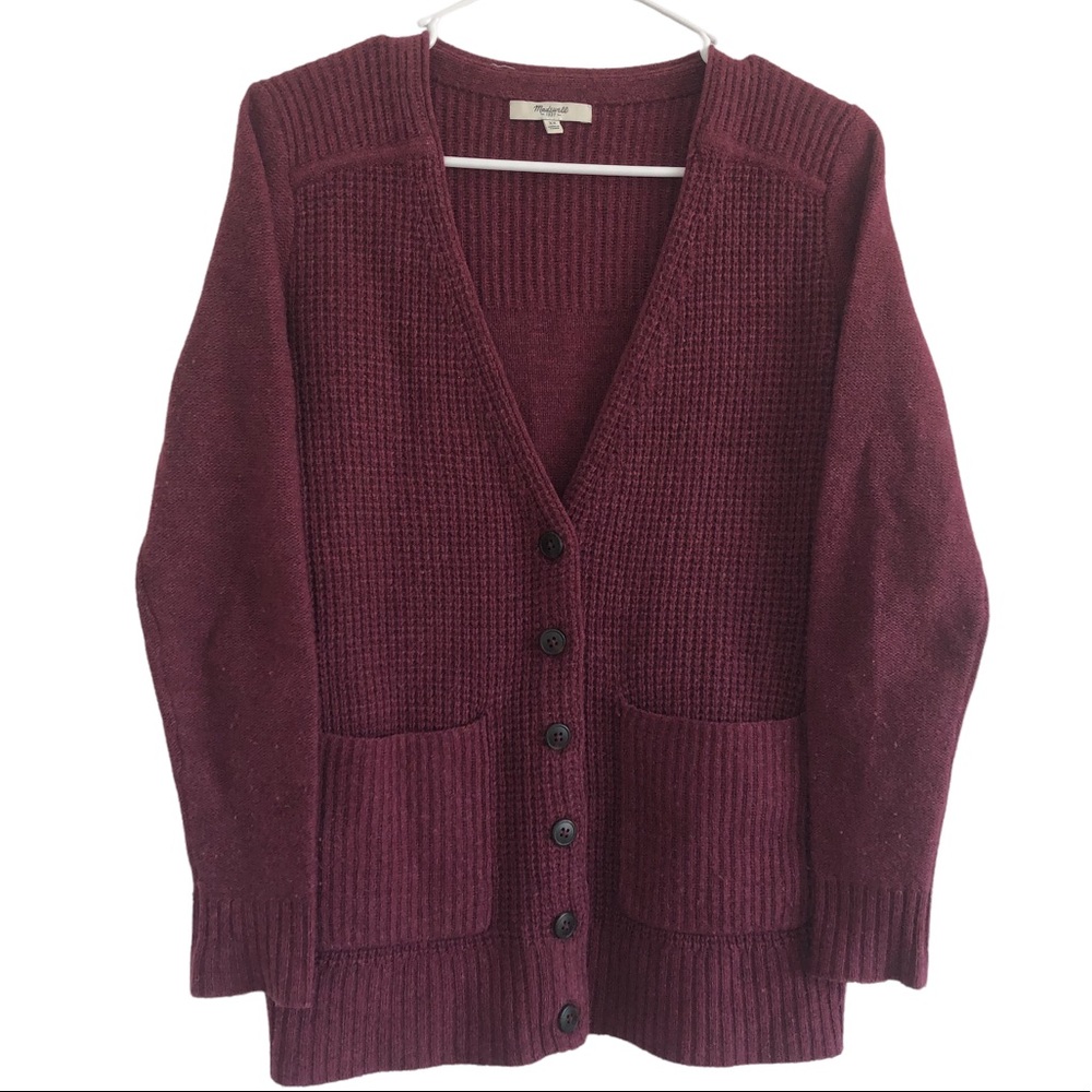 Fall Madewell knit pocket cardigan burgundy XS Button